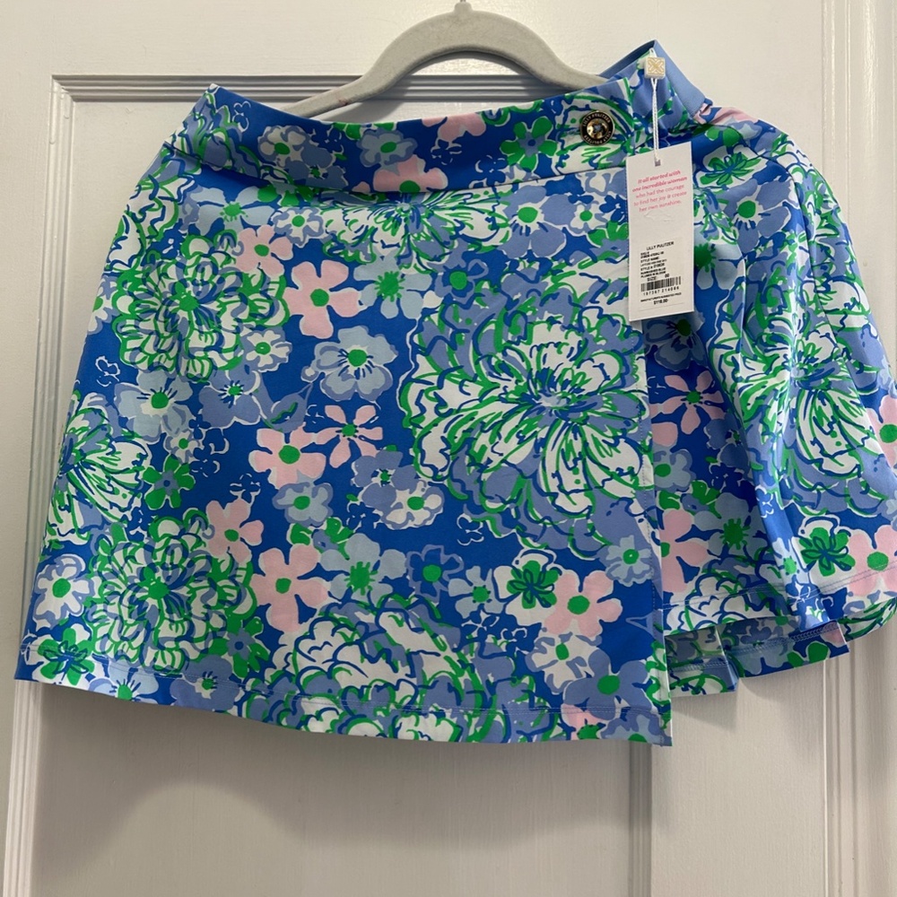 NWT Lilly Pulitzer Skort Size 00 Sunwashed Blue Plumes in Bloom